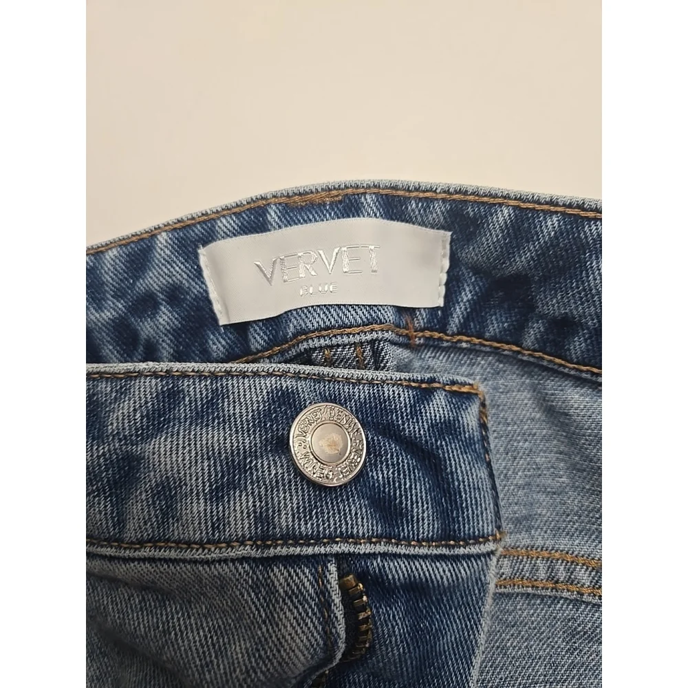 Vervet Size 31 High Rise Distressed Straight Leg Raw Hem Blue Denim Jeans - Picture 4 of 11